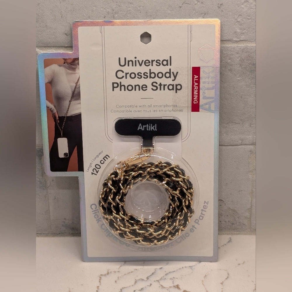 💚Crossbody Phone Strap - NWT -  Gold/Black, Universal/OS